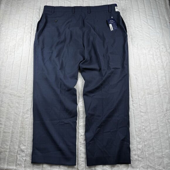 Ralph Lauren The Comfort Flex Pant Men's 42x29 Flat Front Navy Plaid Casual NWT - Picture 2 of 15